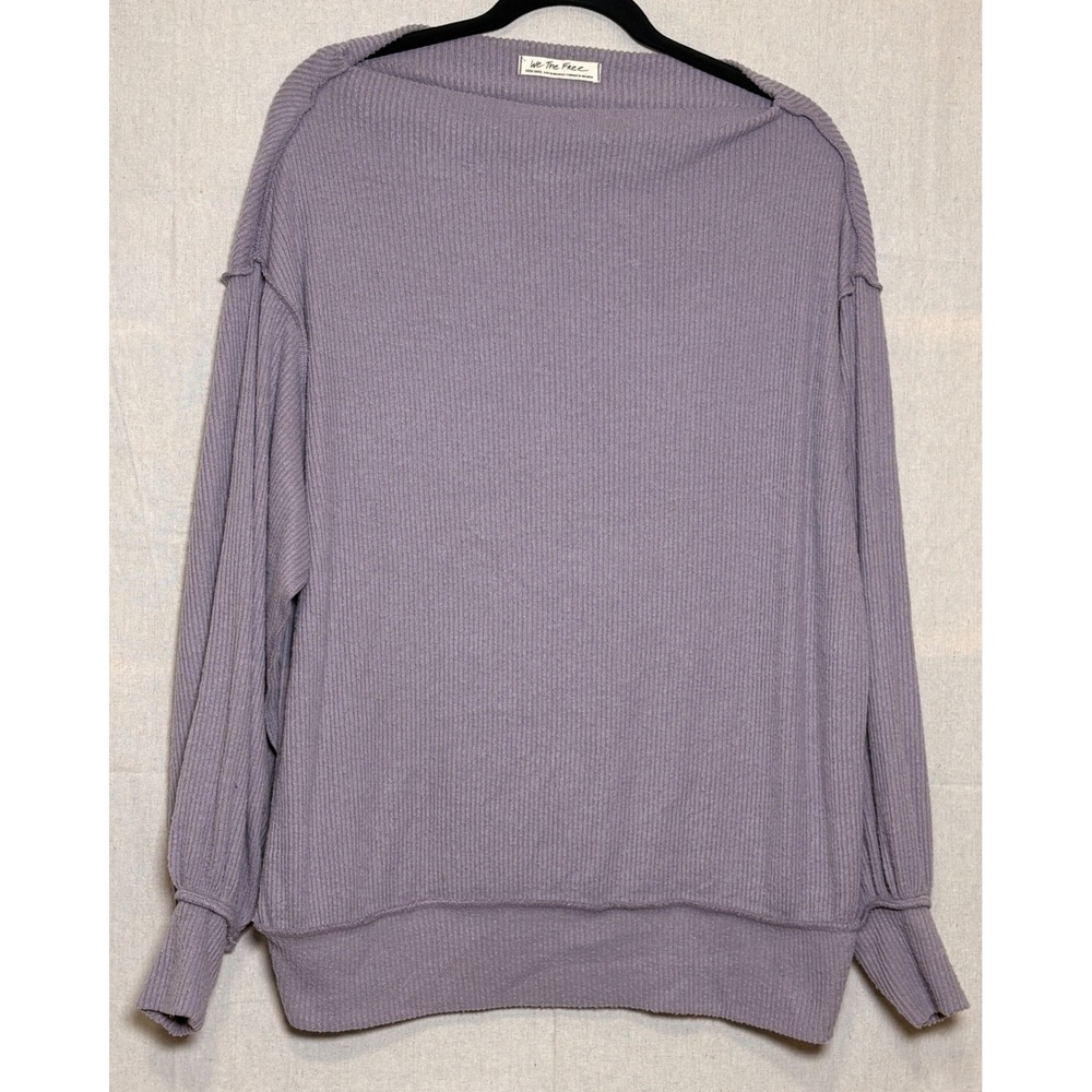 We The Free Free People Purple Thermal Waffle Knit Oversized Top XS‎
